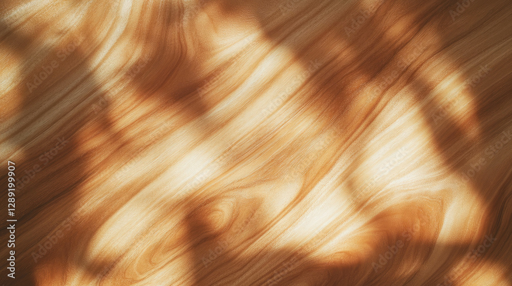 Poster warm sunlit pattern on mango wood texture with soft grain