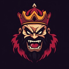 Furious Monarch Emblem: An Illustrated Mascot Representing the Wrathful King with a Striking Face and Symbol of Power