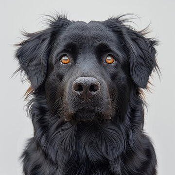 Close-up image of a well-cared black dog with brown eyes, possibly for pet portrait or advertisement - AI-Generated