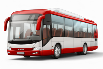 Modern Red and White Passenger Bus