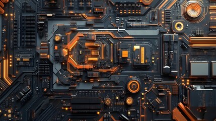 Fototapeta premium Intricate Circuit Board Landscape A Technological Masterpiece