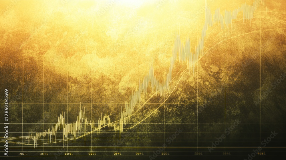 Poster a close-up of a stock chart with candlestick patterns, showing a significant upward trend. the chart