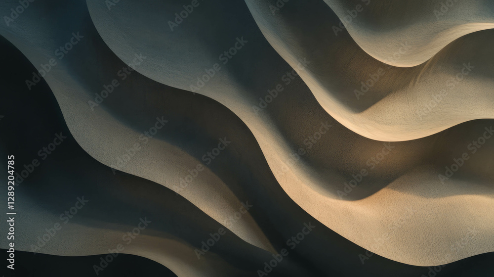 Poster abstract waves and shadows on textured mdf surface for interior design and decoration