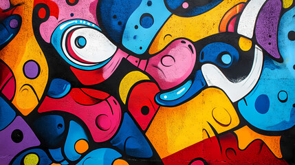 Abstract colorful street art graffiti wall urban creative modern vibrant mural design. Vibrant Street Graffiti Wall. Illustration