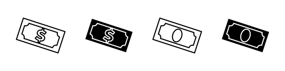 Money icon. Cash and banknote symbol. Financial transaction vector illustration. Dollar payment and savings sign. Investment, economy, and business pictogram.