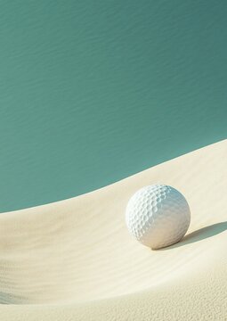 Golf Ball in a Sand Bunker at a Golf Course