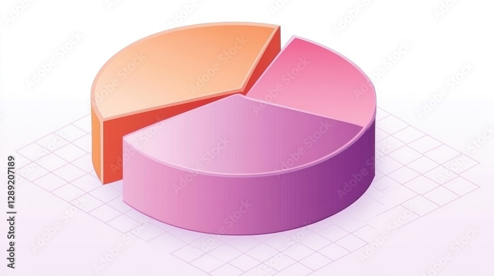 Poster a colorful d pie chart with floating, glossy segments, each representing different business metrics.