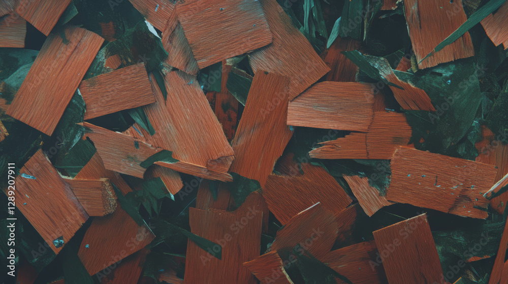Poster Abstract close-up of osb texture with cracks and splinters in dark tones for design and background use