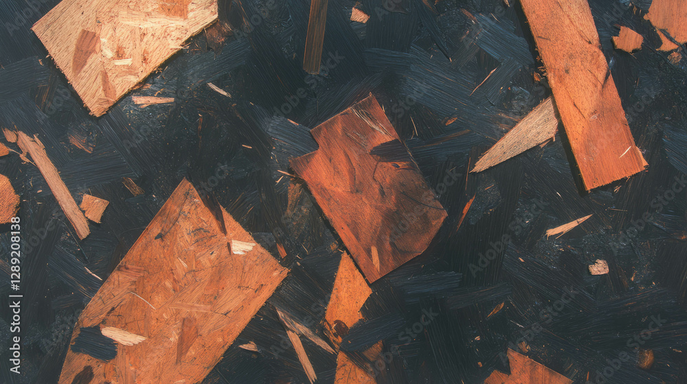 Poster rough textured osb surface with dark cut edges and wooden patterns for design