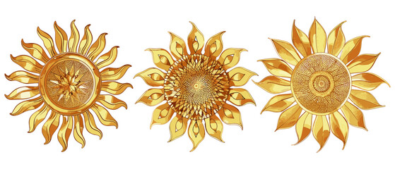 Intricate Golden Sunflower Designs, vector sunflower artwork, golden floral patterns, sunflower illustration, vector design, elegant sunflower, artistic sunflower, golden floral