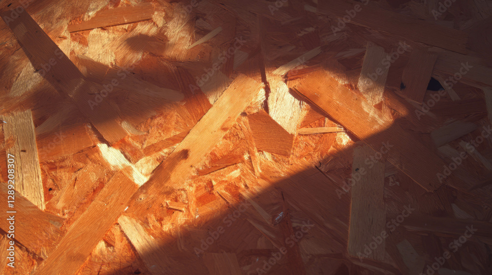 Poster Warm texture of osb with subtle dark ambient light for design projects
