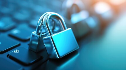 Enhancing cybersecurity, padlock on keyboard symbolizing data protection and digital security in the modern age