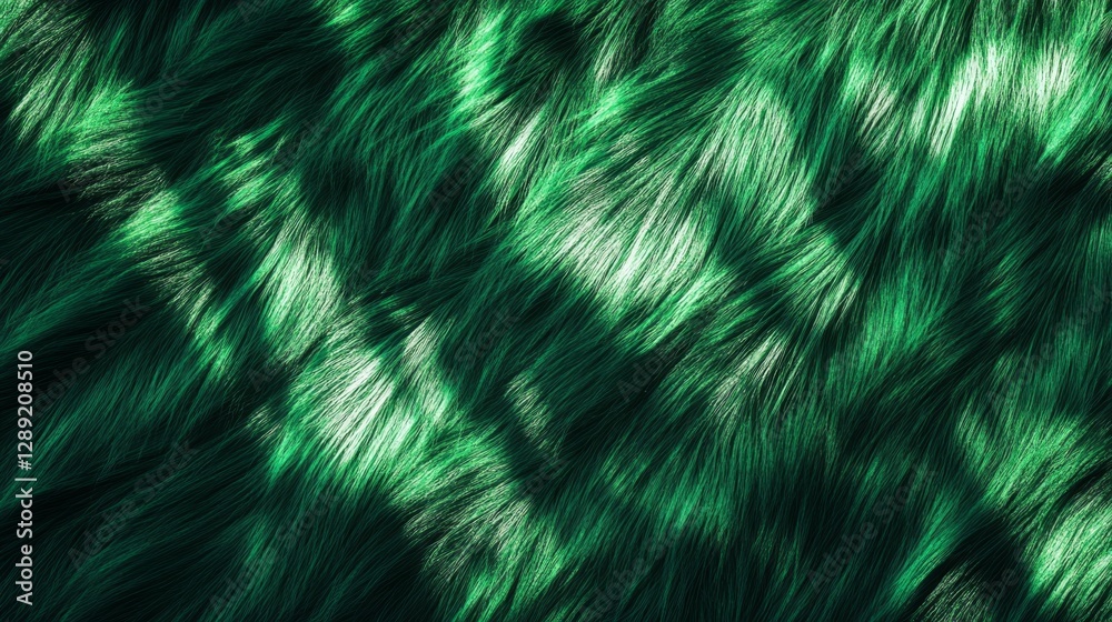 Poster Abstract green fur texture with soft patterns and highlights, natural appearance. Modern design and textile concept
