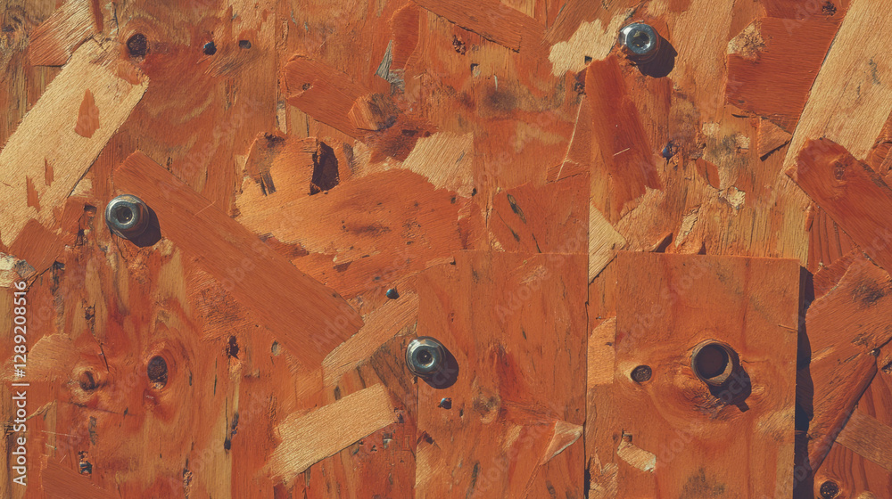 Poster rustic osb texture with embedded metal screws for industrial design