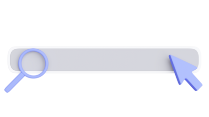 Search bar template for web browser isolated on white, transparent. Arrow mouse cursor icon