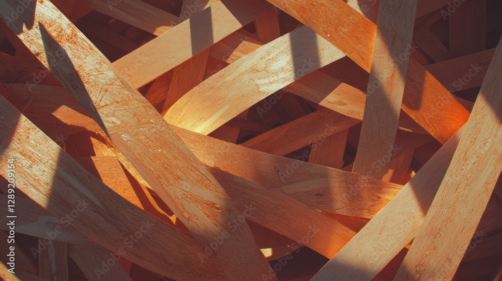 Poster Abstract pattern of overlapping wood strands for background design