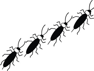 Termite walking in a line art silhouette