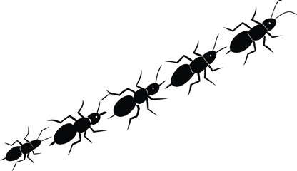 Termite walking in a line art silhouette