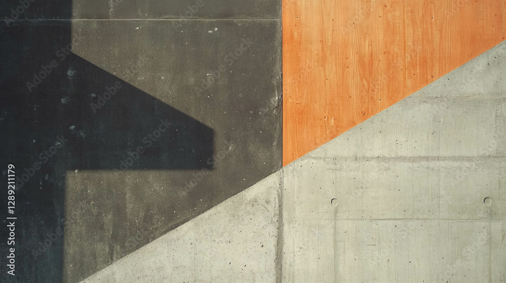 Poster modern abstract design with plywood and concrete textures for architectural concepts