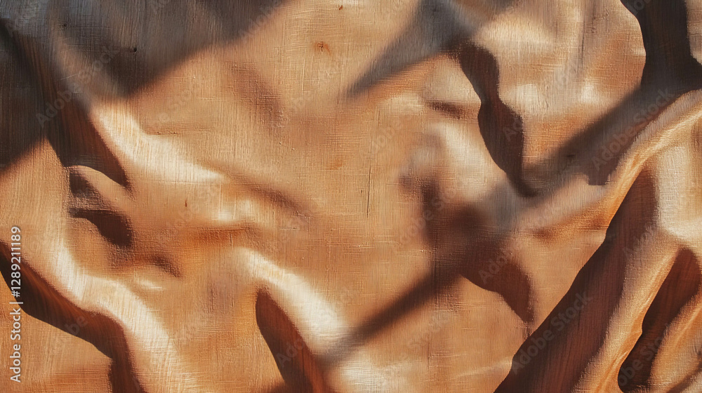 Poster textured abstract design combining plywood and fabric with soft tones