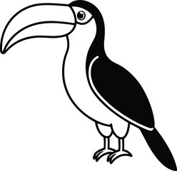 Toucan with large beak outline vector illustration