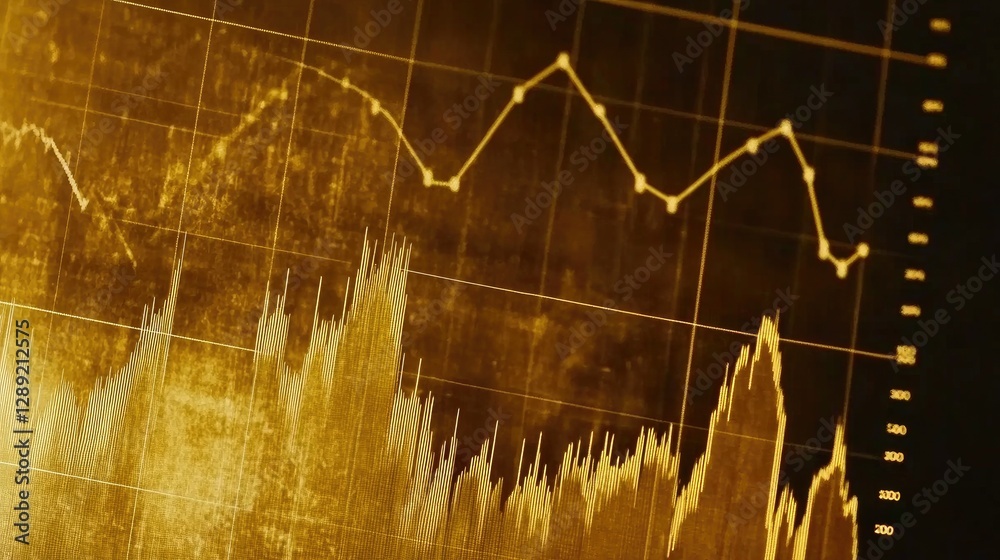 Poster a futuristic d bar chart in metallic tones, with hovering labels showing data points. the background