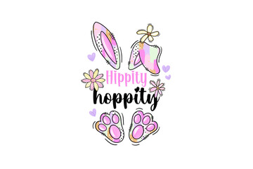 Hippity hoppity, Brushstroke Easter PNG Sublimation t shirt Design