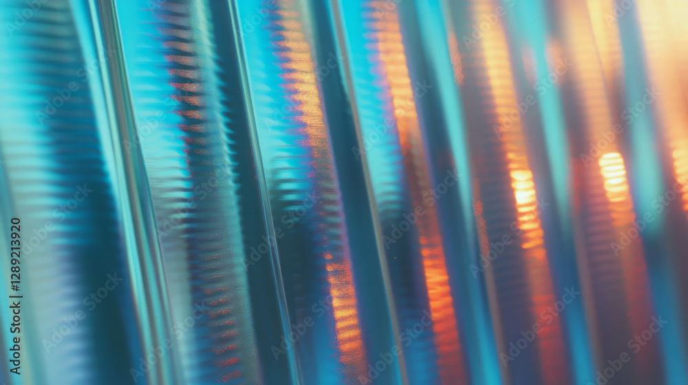 Poster abstract ribbed plastic texture with vibrant colored streaks for design and background