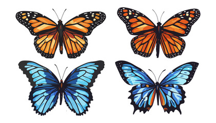 Monarch butterflies, Papilio ulysses butterflies vector, transparent background, magazine cut-out collage, butterfly illustration, insect clip art, nature elements