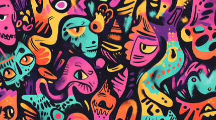 Fototapeta premium graffiti on the wall. Vibrant Street Graffiti Wall. Illustration