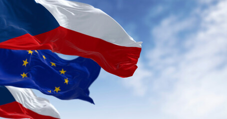Czech Republic and the European flag waving