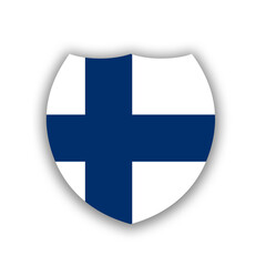 Obraz premium Finland national flag in the shape of a shield isolated on white. Illustration