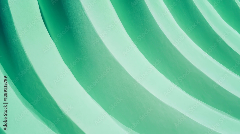 Poster Abstract texture of rounded horizontal ribbed green paper pattern for design