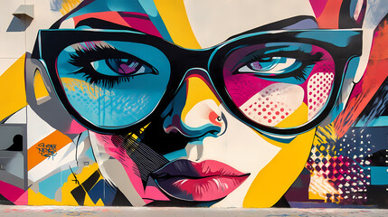 Powerful imagery urban streets reborn with vibrant murals and modern designs. Vibrant Street Graffiti Wall. Illustration