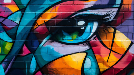 Powerful imagery urban streets reborn with vibrant murals and modern designs. Vibrant Street Graffiti Wall. Illustration