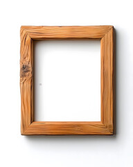 Wooden picture frame mock up isolated on white background