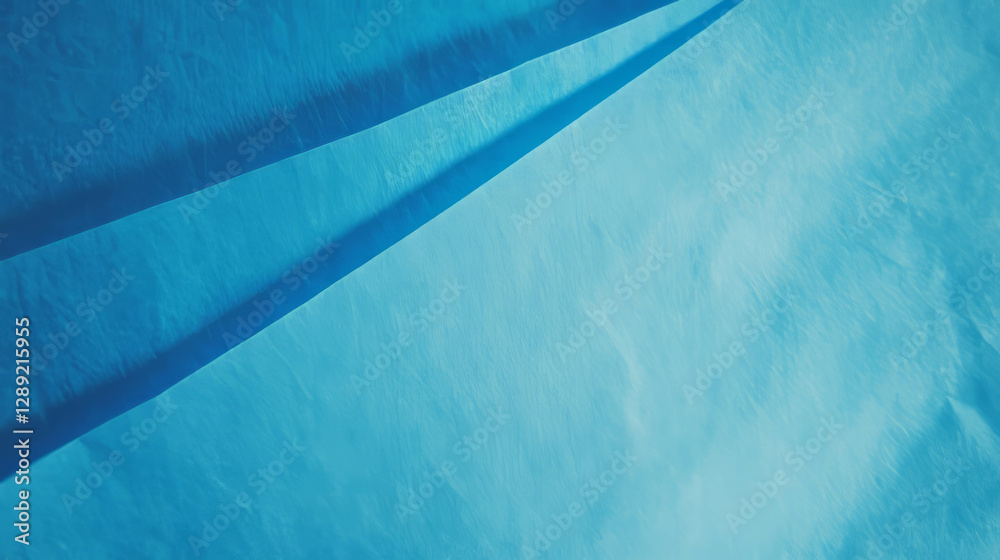 Poster Abstract texture of ribbed blue paper with intersecting rounded shapes for design
