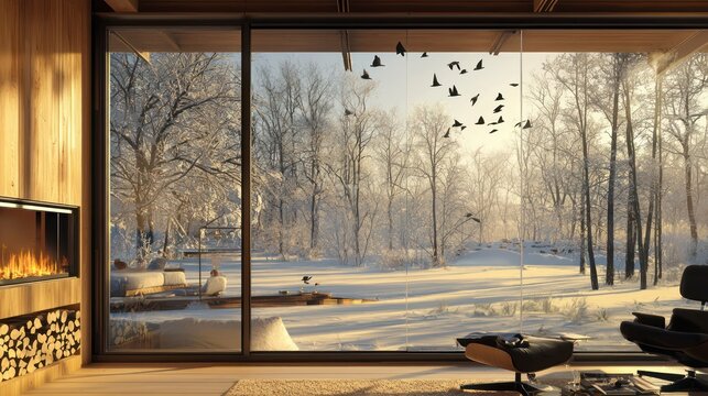 Indoor bird-watching event using specially designed insulated glass to keep homes warm.