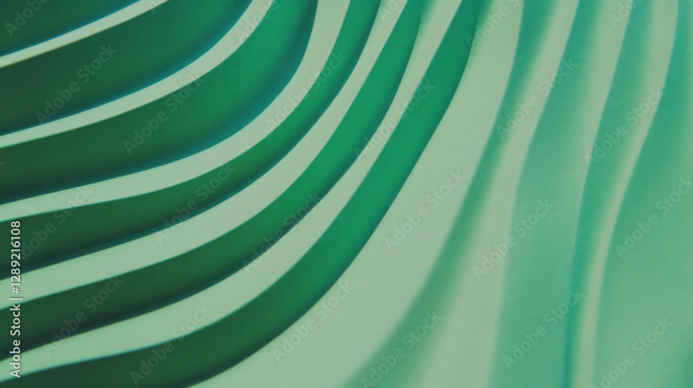 Poster abstract intersecting green paper texture with ribbed curves for creative design