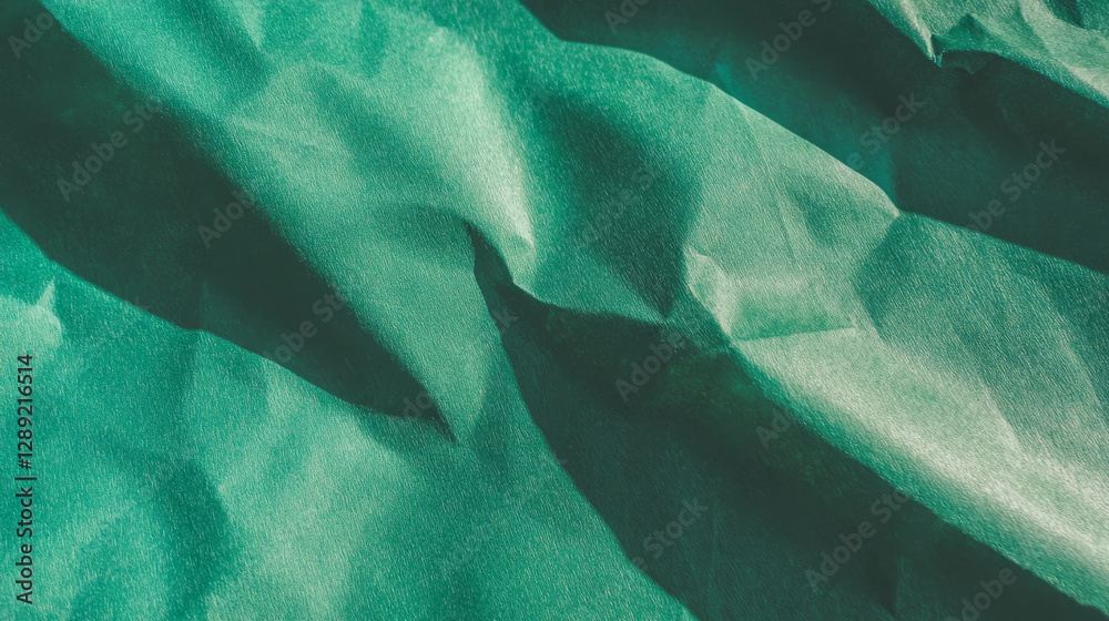 Aufkleber Abstract texture of ribbed green paper with smooth rounded patterns for creative design
