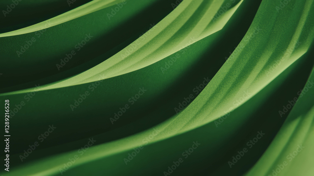 Poster Abstract textured surface with rounded ribbed green paper pattern for background design