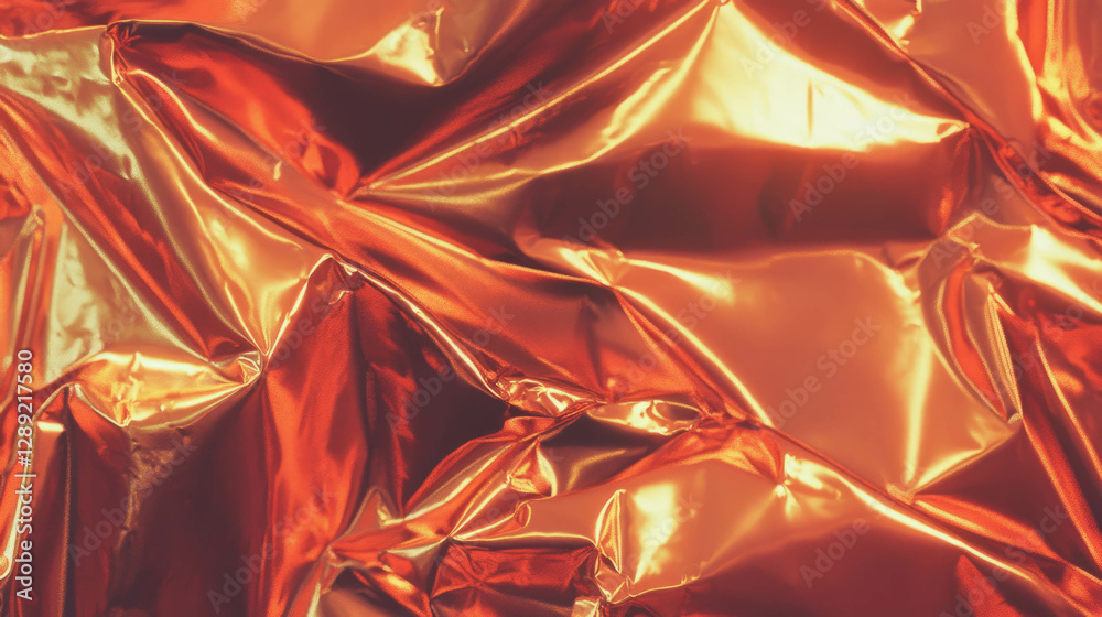 Poster abstract metallic surface with rumpled copper foil texture for creative background design