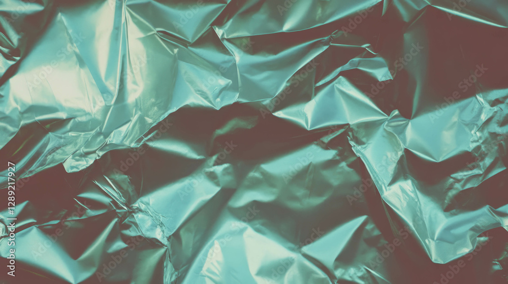 Poster Textured abstract green foil with rumpled soft folds for artistic background design