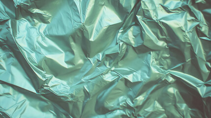 Obraz premium Rumpled green foil texture with soft folds for creative design