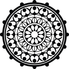 Black and White Floral Mandala Design | Intricate Circular Pattern Vector