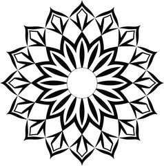 Intricate Black and White Mandala Design | Geometric Floral Pattern | Sacred Art Vector