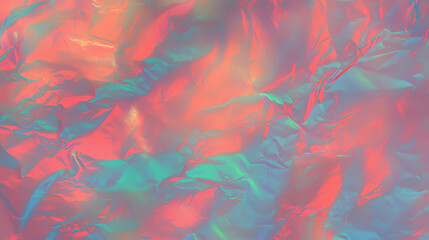 Abstract iridescent foil texture with vibrant colors for creative design
