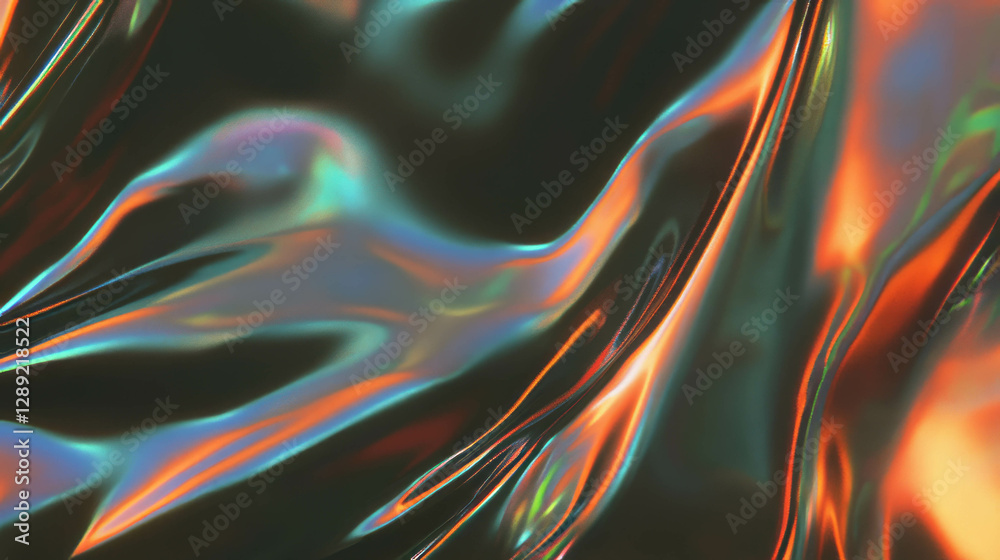 Poster iridescent metallic foil texture with rumpled surface for abstract background design