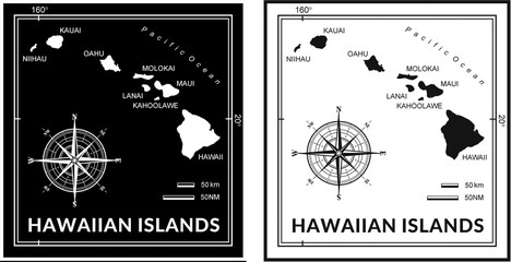 Hawaiian Islands - mapa Hawajów