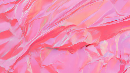 Fototapeta premium Vibrant rumpled pink foil texture with subtle iridescence